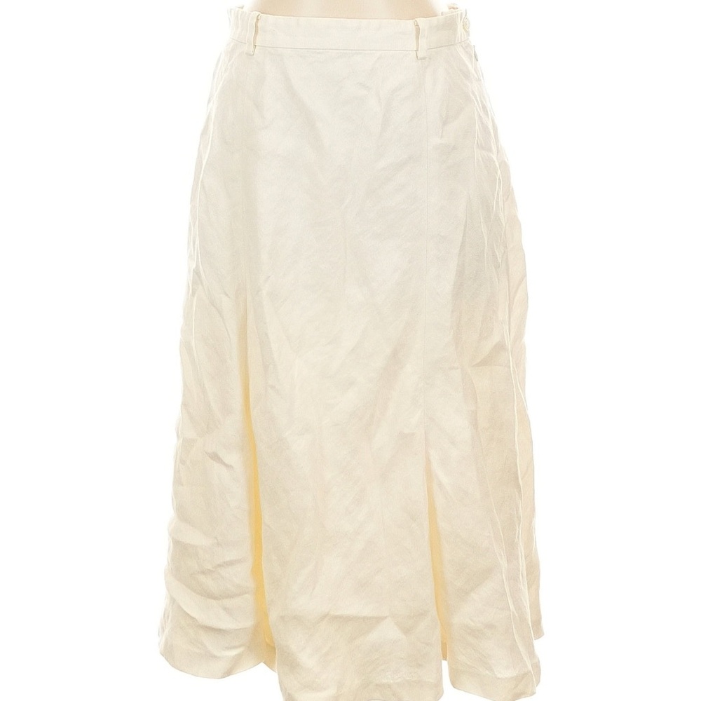 SOLD - Ralph Lauren 100% Linen Cream Midi Skirt 90s